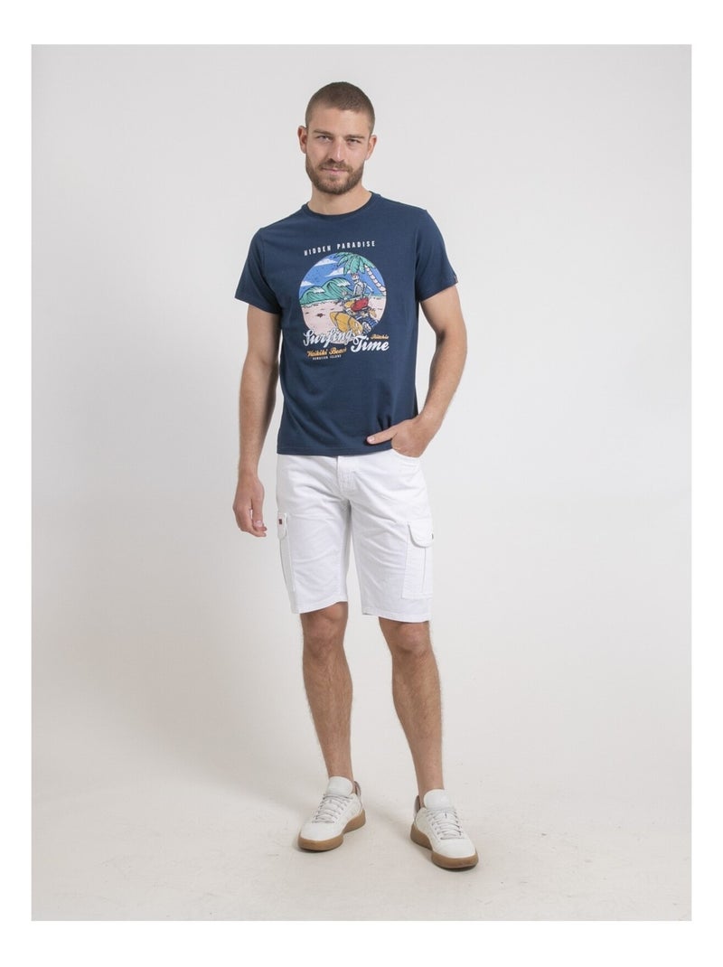 T-shirt col rond pur coton NEROMAX Bleu - Kiabi