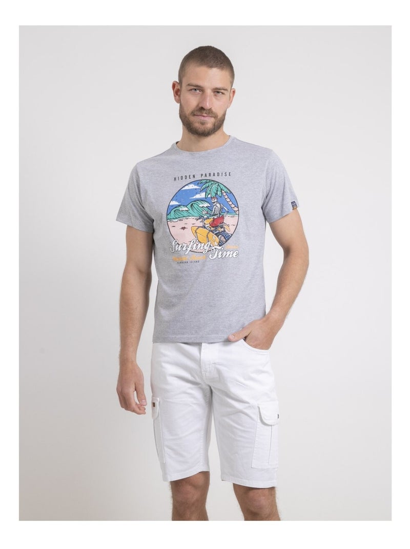 T-shirt col rond pur coton NEROMAX Gris - Kiabi