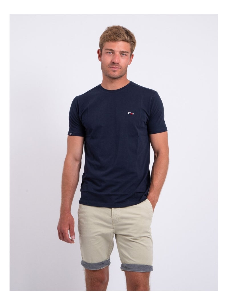 T-shirt col rond pur coton NEROTEN Bleu marine - Kiabi