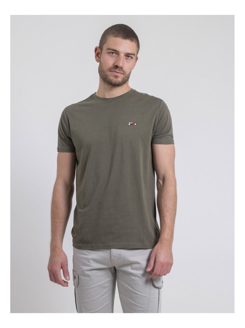 T-shirt col rond pur coton NEROTEN Kaki - Kiabi