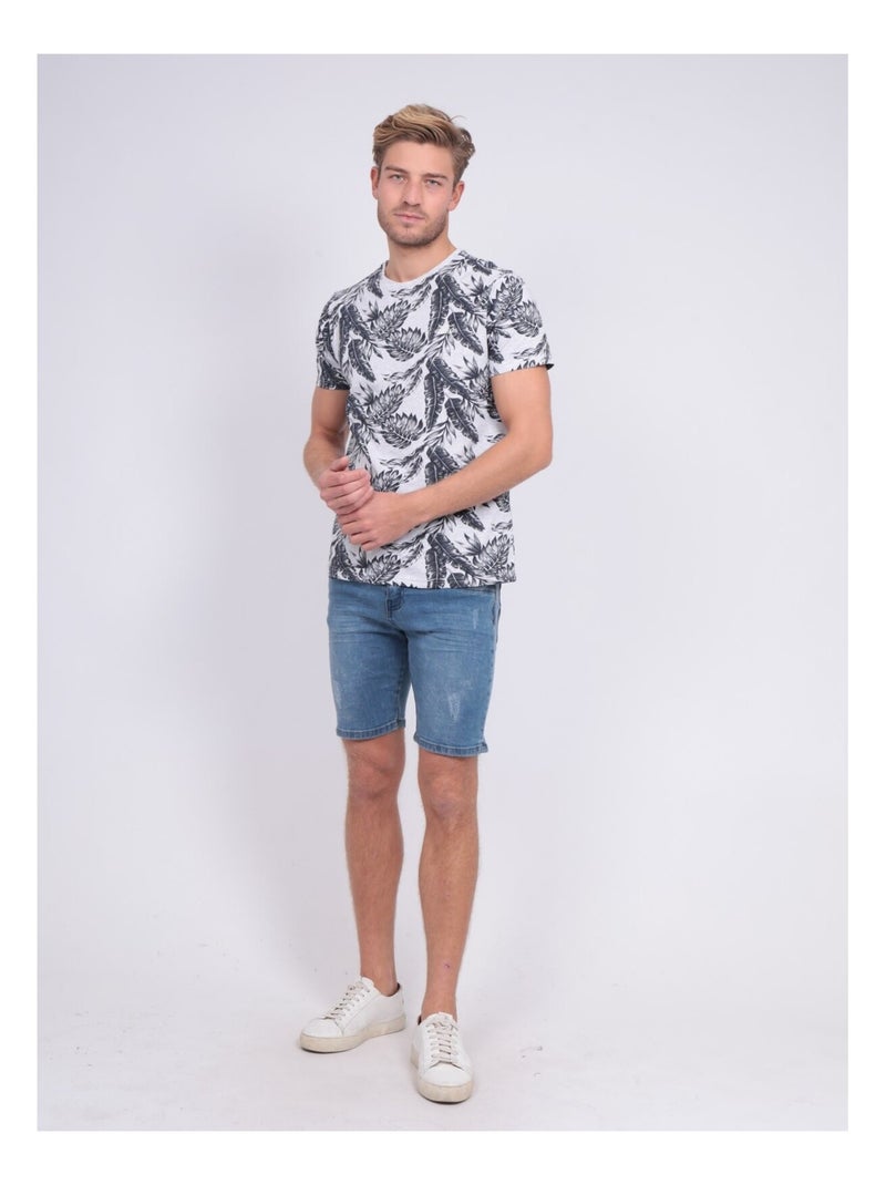 T-shirt col rond pur coton NETOMAN Bleu marine - Kiabi