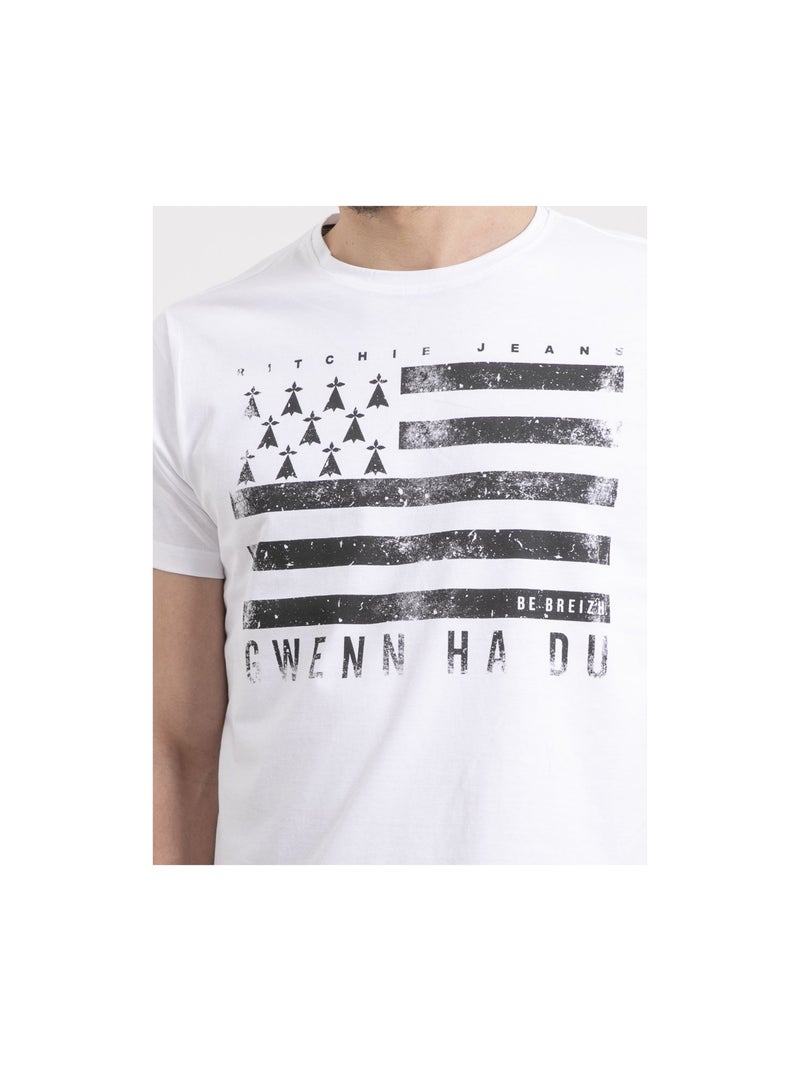 T-shirt col rond pur coton NEVENOU Blanc - Kiabi