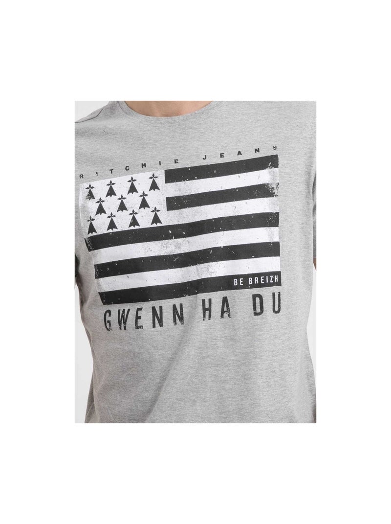 T-shirt col rond pur coton NEVENOU Gris - Kiabi