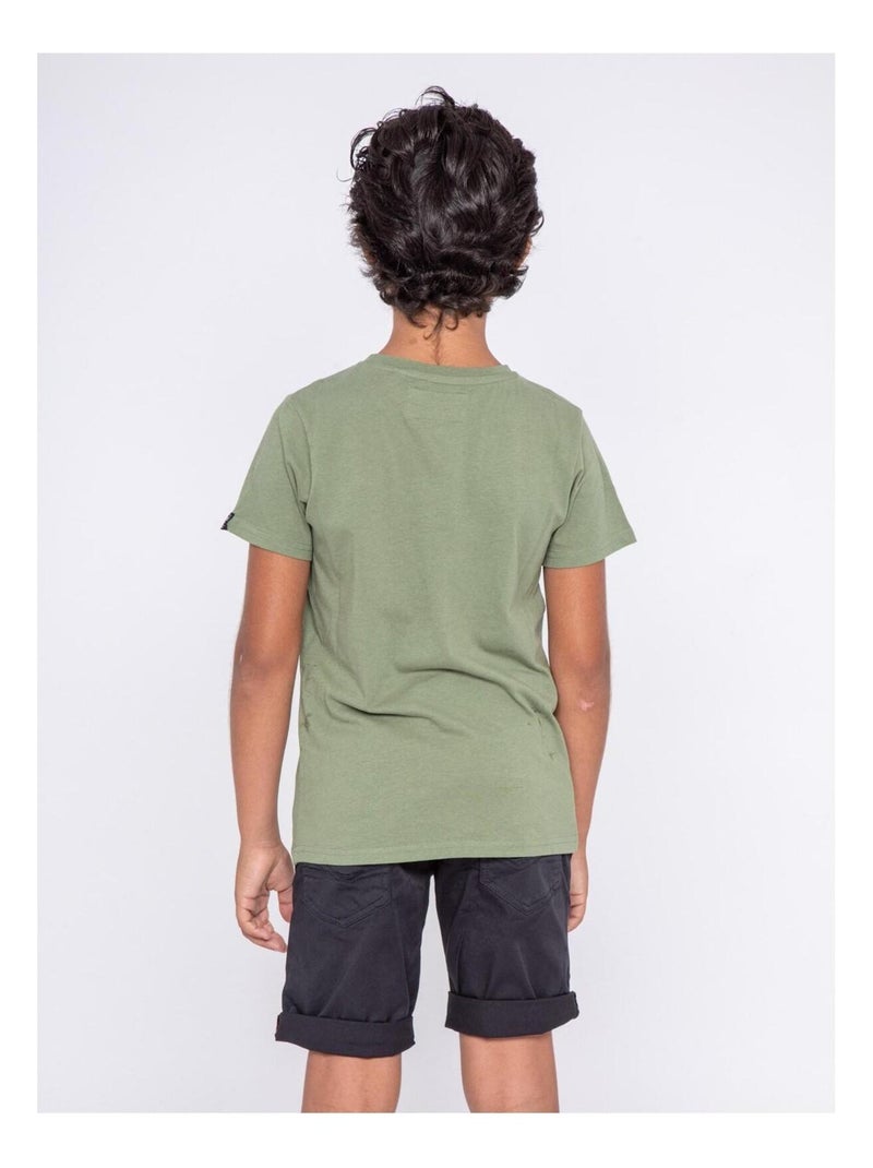 T-shirt col rond pur coton NEVERLAND-J Kaki - Kiabi