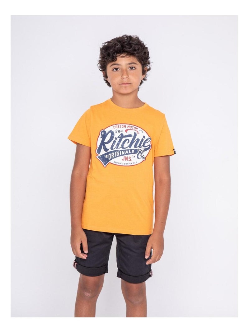 T-shirt col rond pur coton NEVERLAND-J Orange - Kiabi