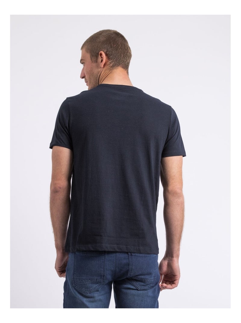 T-shirt col rond pur coton NEVERSO Bleu marine - Kiabi