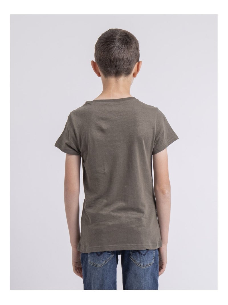T-shirt col rond pur coton NEVERSO garçon Kaki - Kiabi