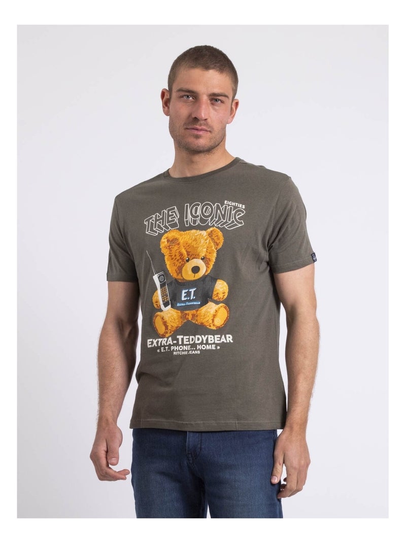T-shirt col rond pur coton NEVERSO Kaki - Kiabi