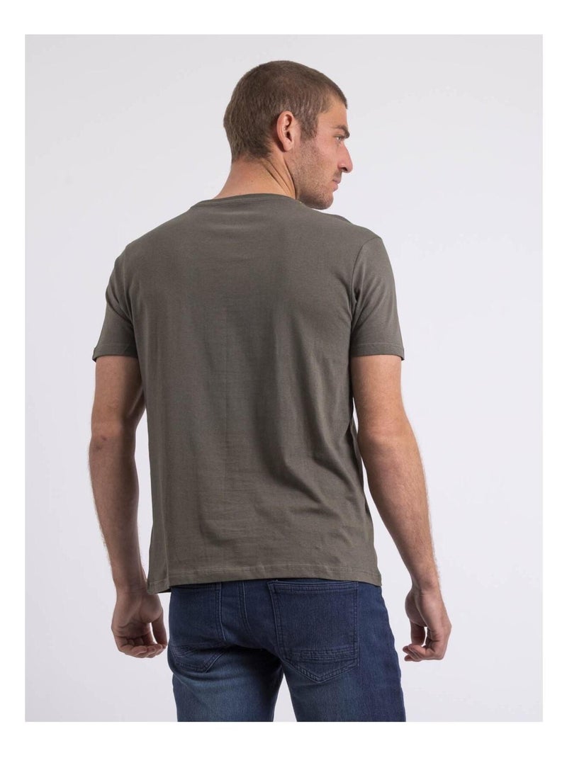 T-shirt col rond pur coton NEVERSO Kaki - Kiabi