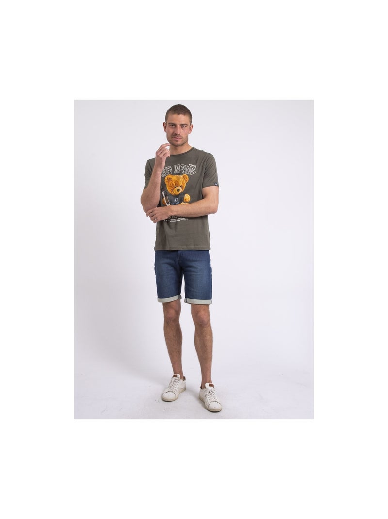 T-shirt col rond pur coton NEVERSO Kaki - Kiabi