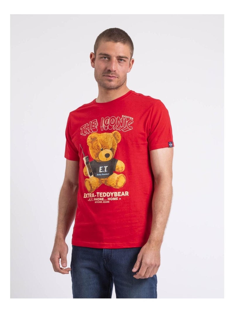 T-shirt col rond pur coton NEVERSO Rouge - Kiabi