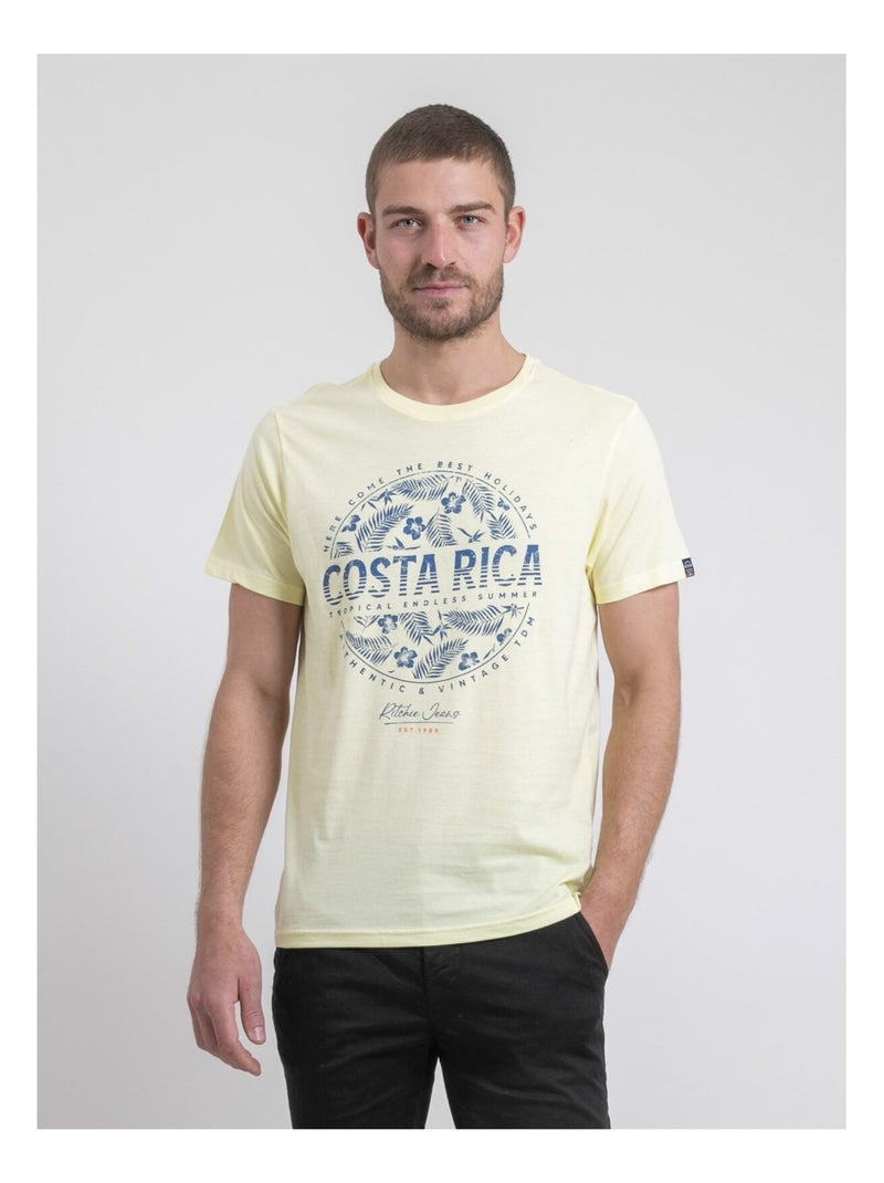T-shirt col rond pur coton NEVOLTA Jaune - Kiabi