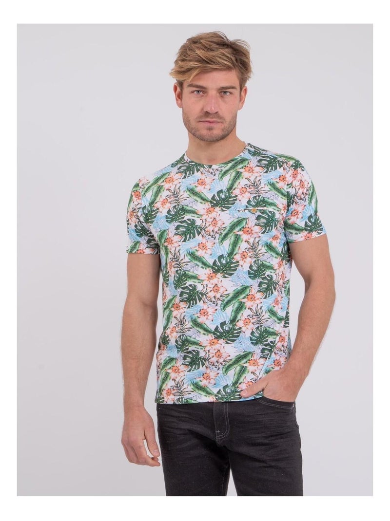 T-shirt col rond pur coton NIBOLTA Blanc - Kiabi