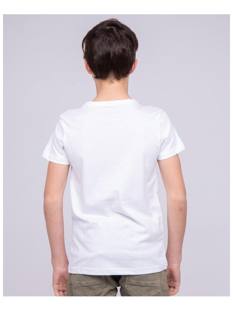 T-shirt col rond pur coton NIBOU garçon Blanc - Kiabi