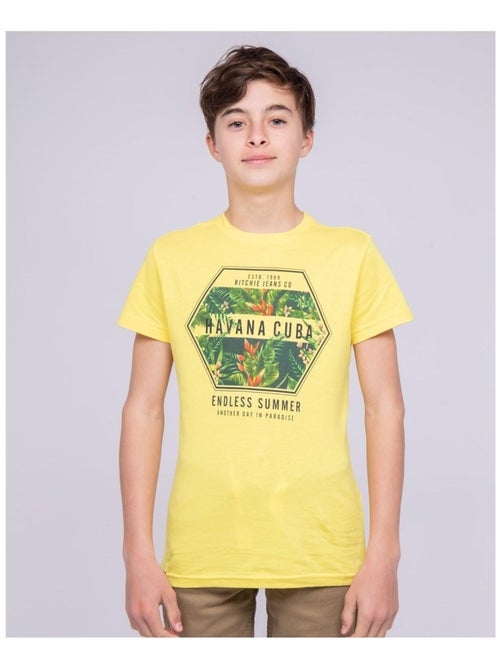 T-shirt col rond pur coton NIBOU garçon - Kiabi