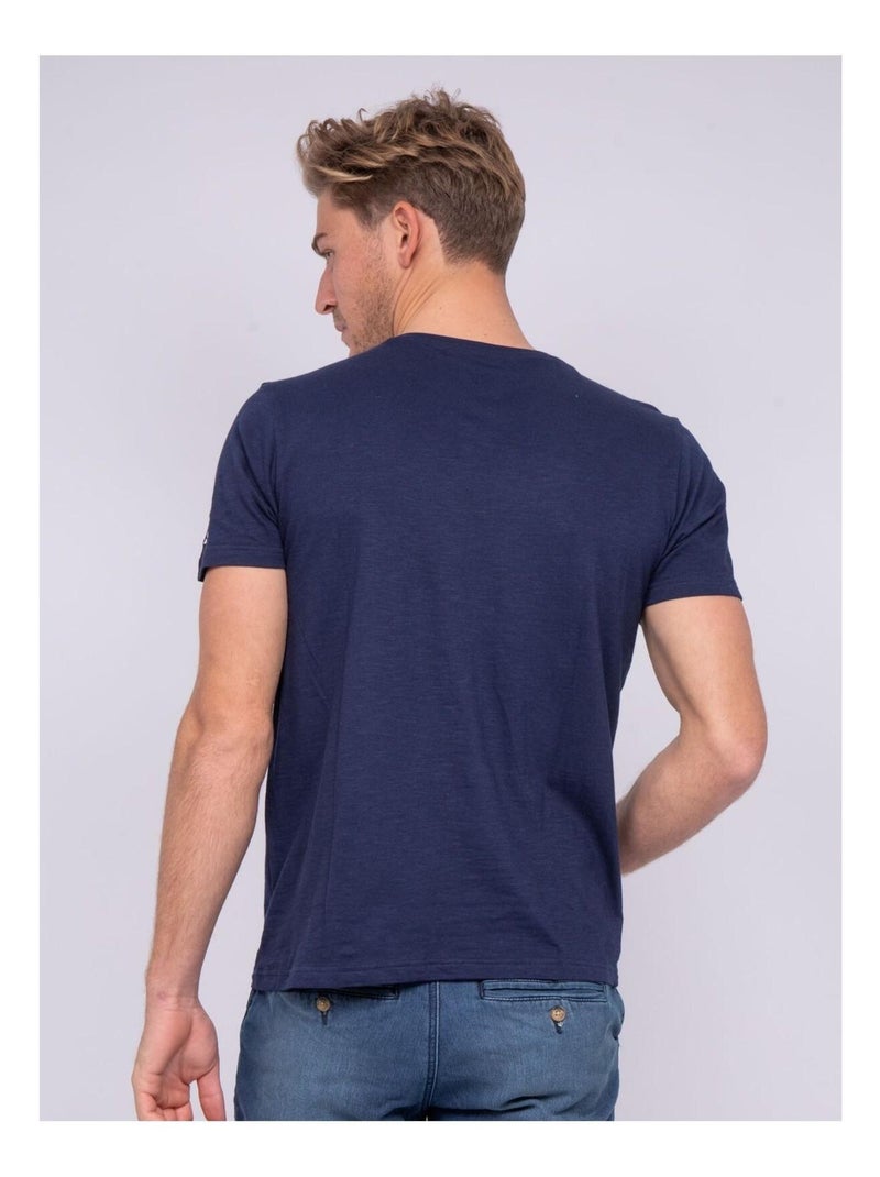 T-shirt col rond pur coton NIDEEP Bleu marine - Kiabi