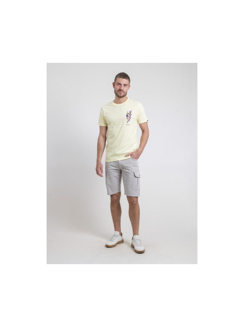 T-shirt col rond pur coton NIKISKULL Jaune - Kiabi