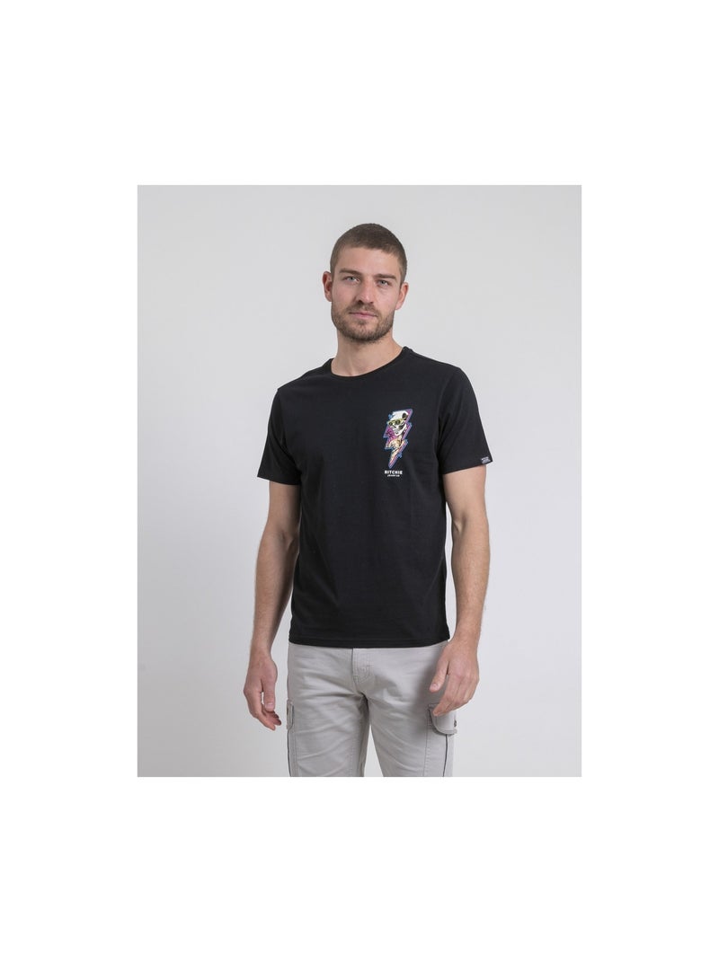 T-shirt col rond pur coton NIKISKULL Kaki - Kiabi
