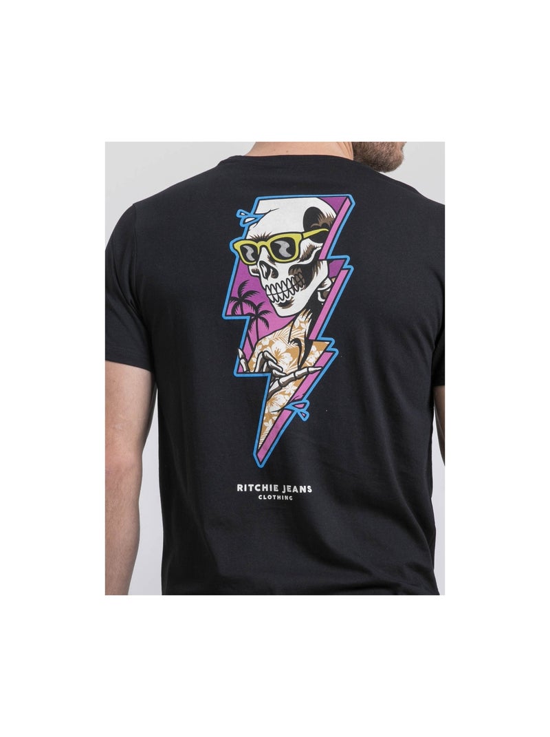 T-shirt col rond pur coton NIKISKULL Noir - Kiabi