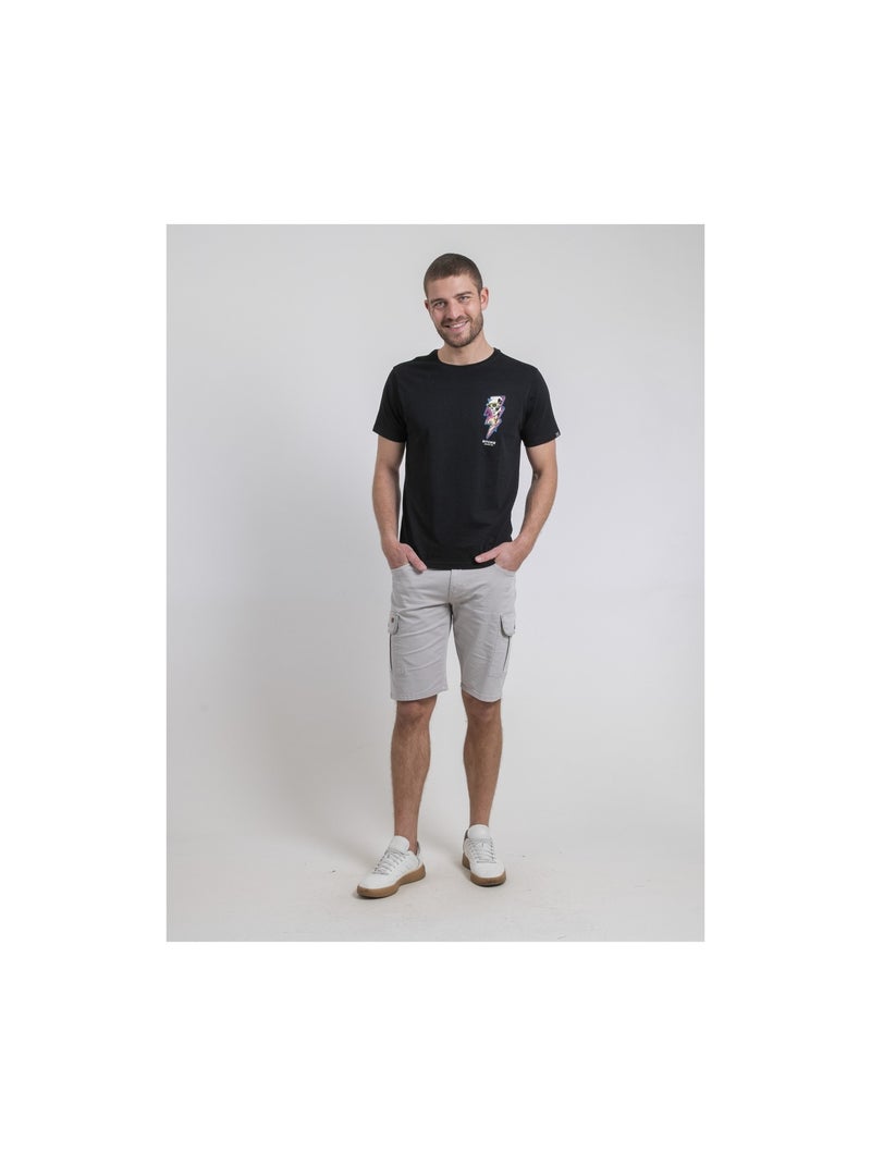 T-shirt col rond pur coton NIKISKULL Noir - Kiabi