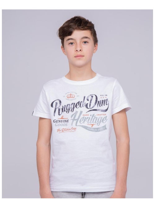 T-shirt col rond pur coton NILOMAN garçon - Kiabi