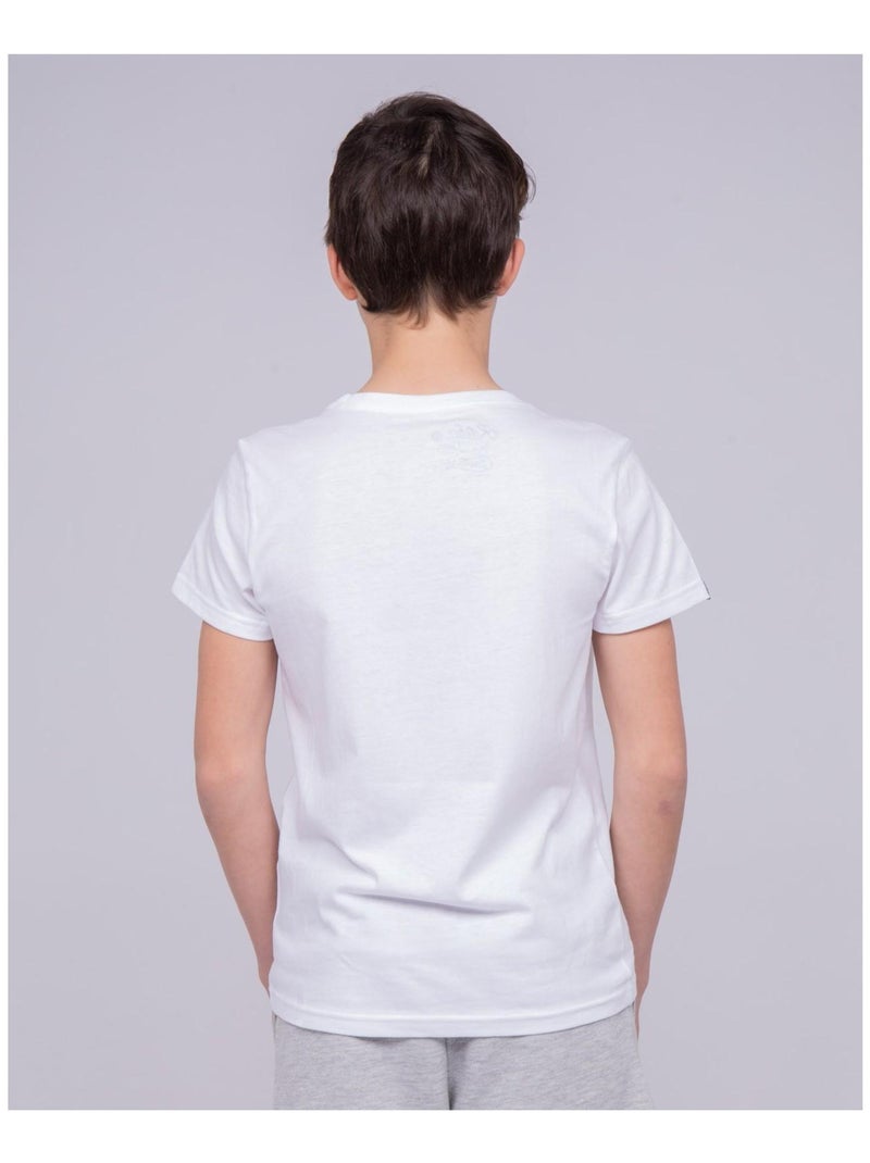 T-shirt col rond pur coton NILOMAN garçon Blanc - Kiabi