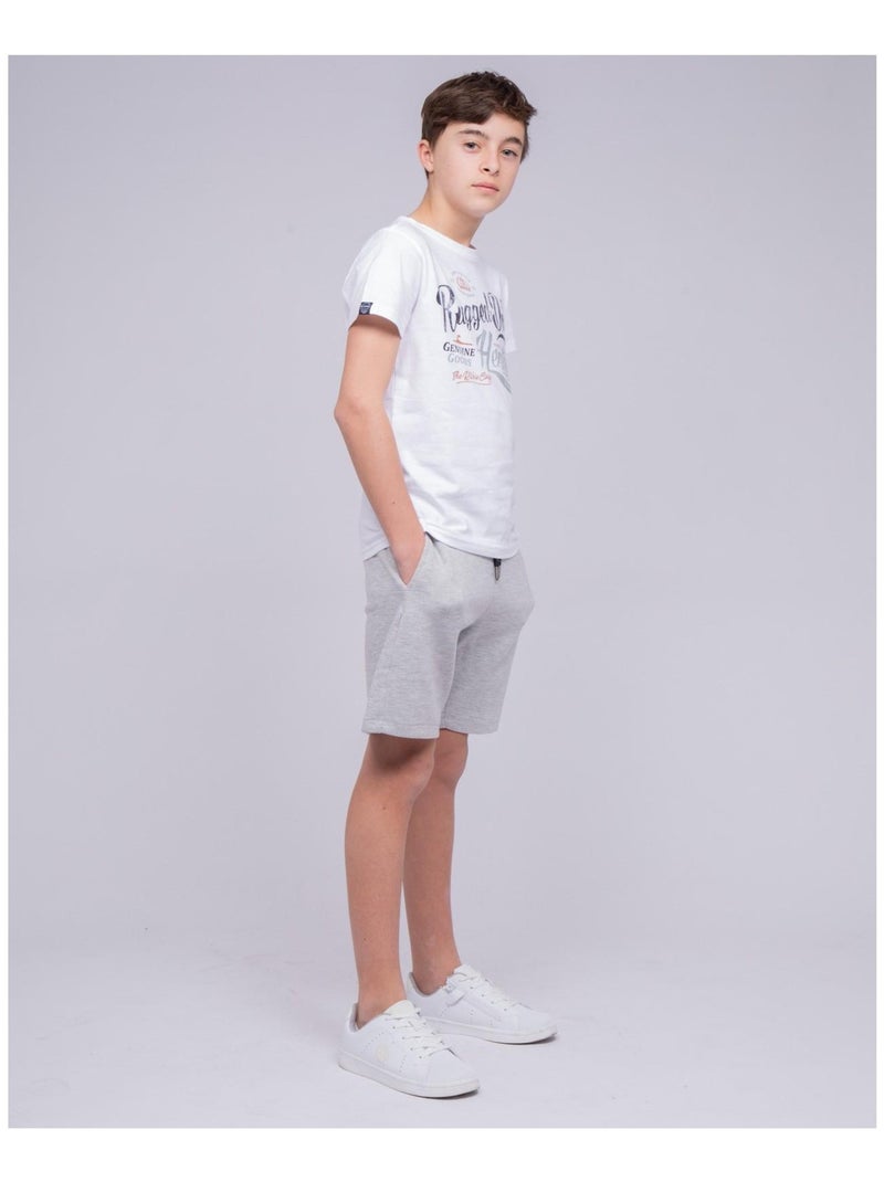 T-shirt col rond pur coton NILOMAN garçon Blanc - Kiabi