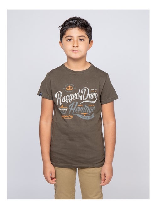 T-shirt col rond pur coton NILOMAN garçon - Kiabi
