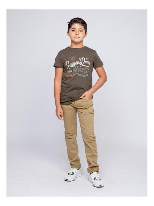 T-shirt col rond pur coton NILOMAN garçon - Kiabi