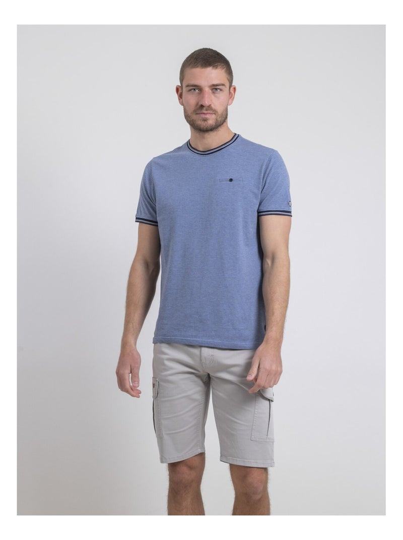 T-shirt col rond pur coton NILOSUN Bleu - Kiabi