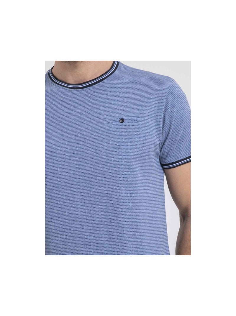 T-shirt col rond pur coton NILOSUN Bleu - Kiabi