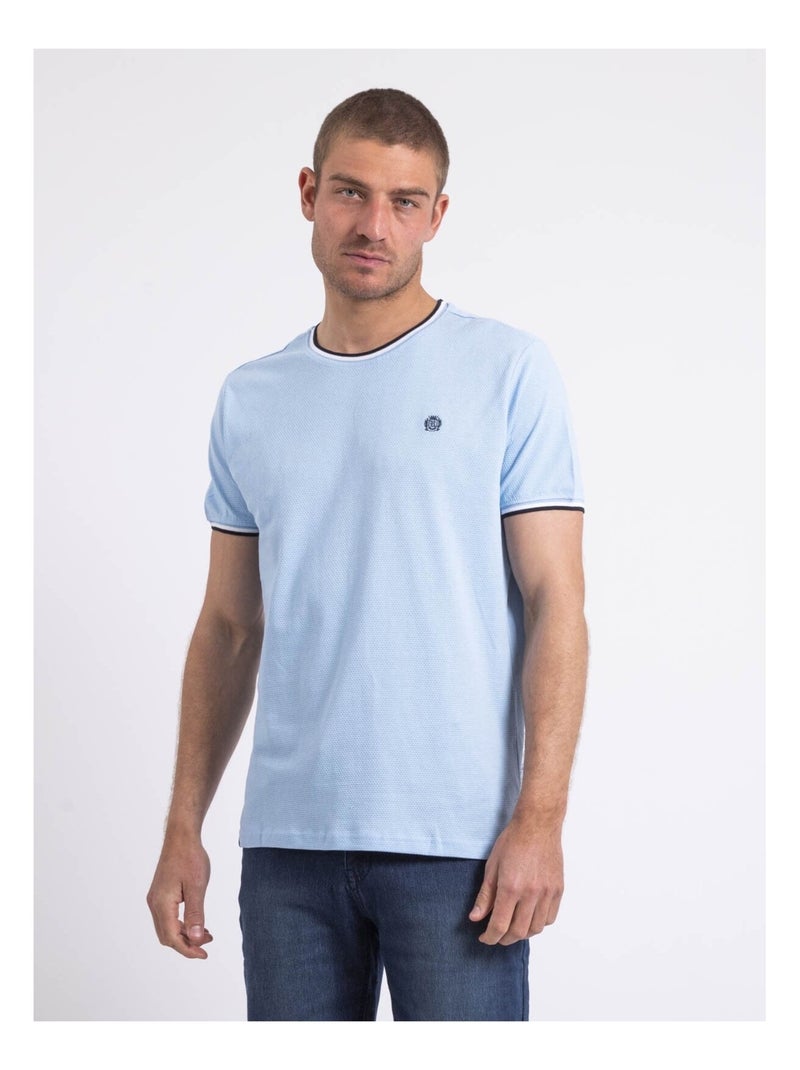 T-shirt col rond pur coton NILOTIN Bleu ciel - Kiabi