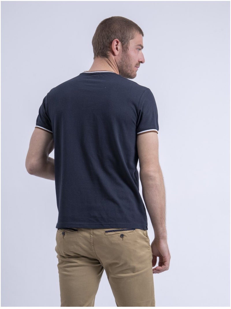 T-shirt col rond pur coton NILOTIN Bleu marine - Kiabi