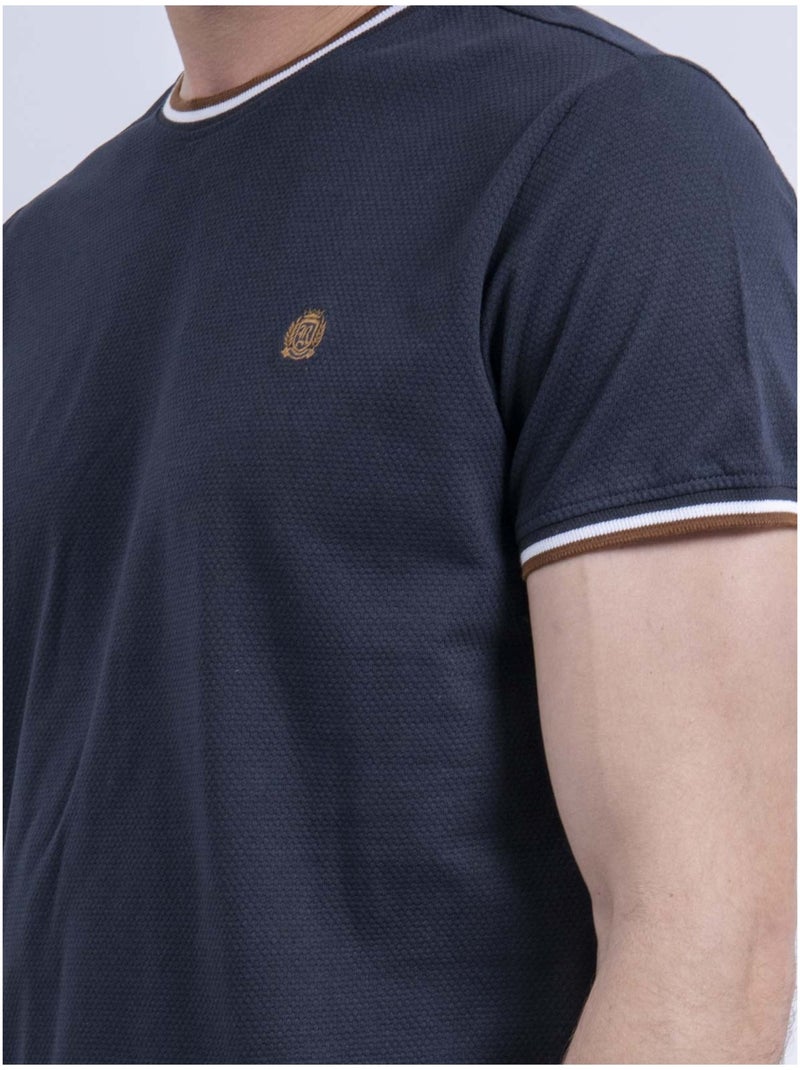 T-shirt col rond pur coton NILOTIN Bleu marine - Kiabi