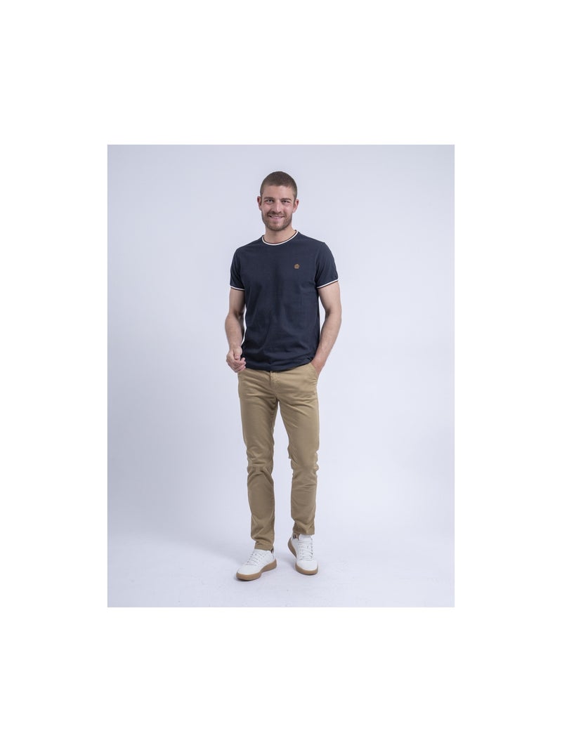 T-shirt col rond pur coton NILOTIN Bleu marine - Kiabi