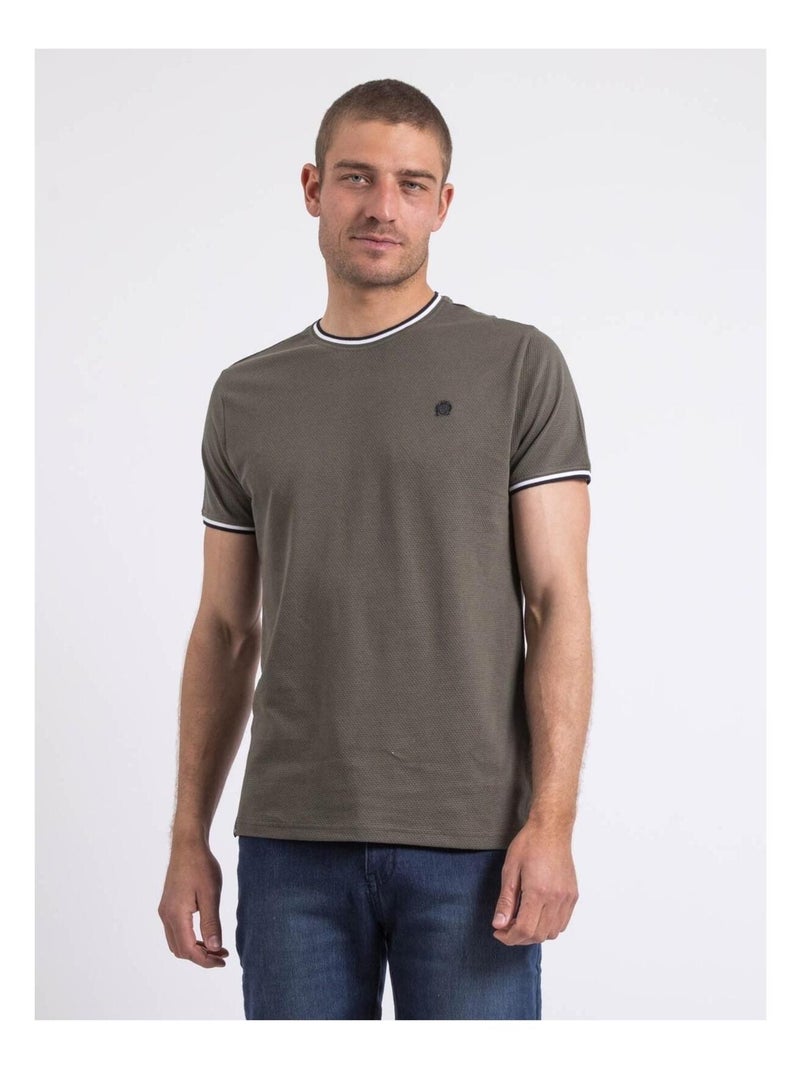 T-shirt col rond pur coton NILOTIN Kaki - Kiabi