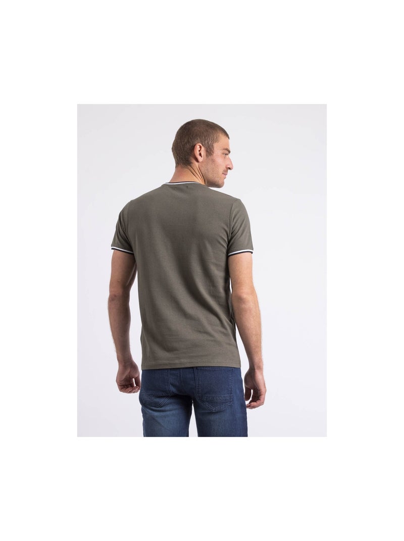 T-shirt col rond pur coton NILOTIN Kaki - Kiabi