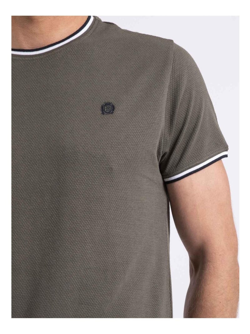 T-shirt col rond pur coton NILOTIN Kaki - Kiabi