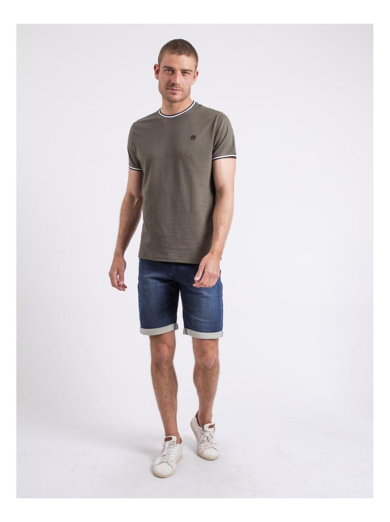 T-shirt col rond pur coton NILOTIN Kaki - Kiabi