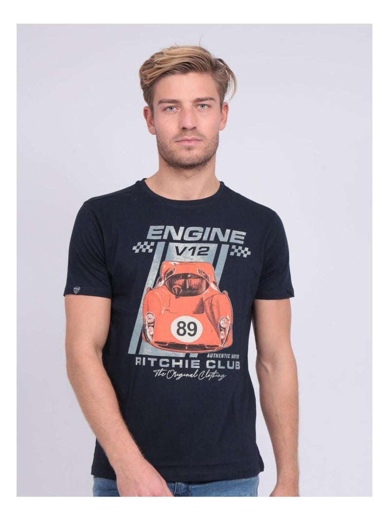 T-shirt col rond pur coton NITALI Bleu marine - Kiabi