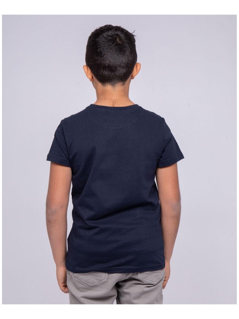 T-shirt col rond pur coton NITALI garçon Bleu marine - Kiabi