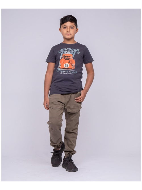 T-shirt col rond pur coton NITALI garçon - Kiabi