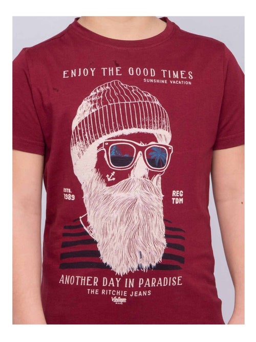 T-shirt col rond pur coton NOBELIX garçon - Kiabi
