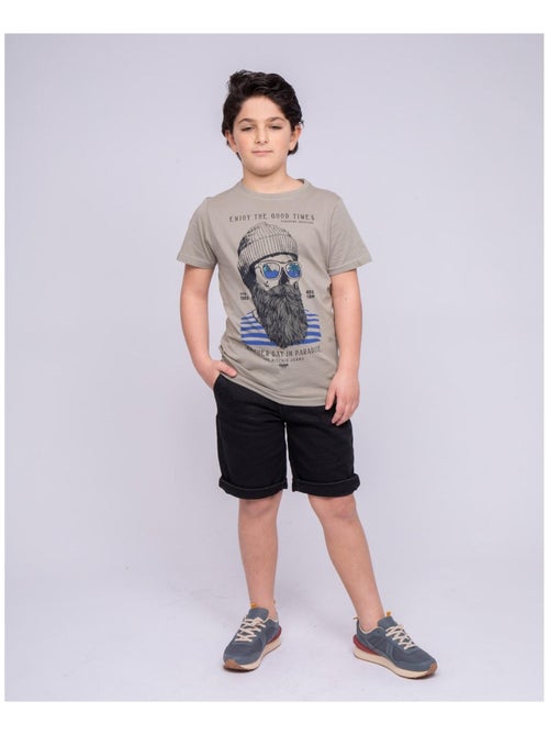 T-shirt col rond pur coton NOBELIX garçon - Kiabi
