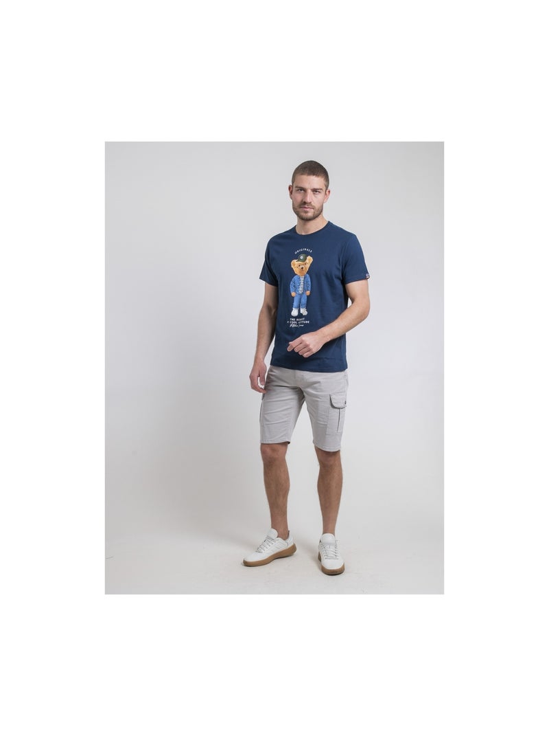 T-shirt col rond pur coton NOBENITO Bleu - Kiabi