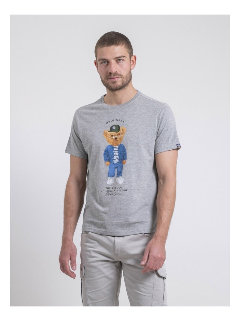 T-shirt col rond pur coton NOBENITO Gris - Kiabi