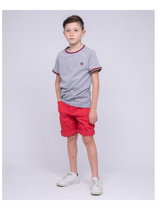 T-shirt col rond pur coton NOBIWONE garçon - Kiabi