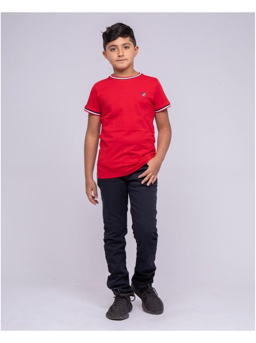 T-shirt col rond pur coton NOBIWONE garçon - Kiabi