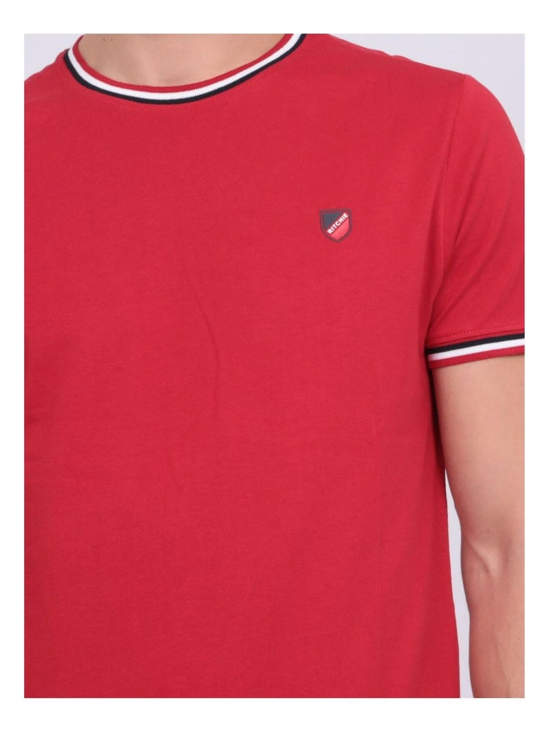 T-shirt col rond pur coton NOBIWONE Rouge - Kiabi