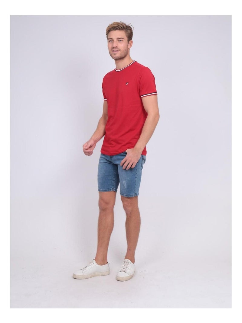 T-shirt col rond pur coton NOBIWONE Rouge - Kiabi